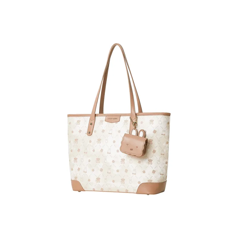 Miffy Synthetic Leather Tote Bag Shopping Bag Crossbody Bag Shoulder Bag Women's White/Khaki-1
