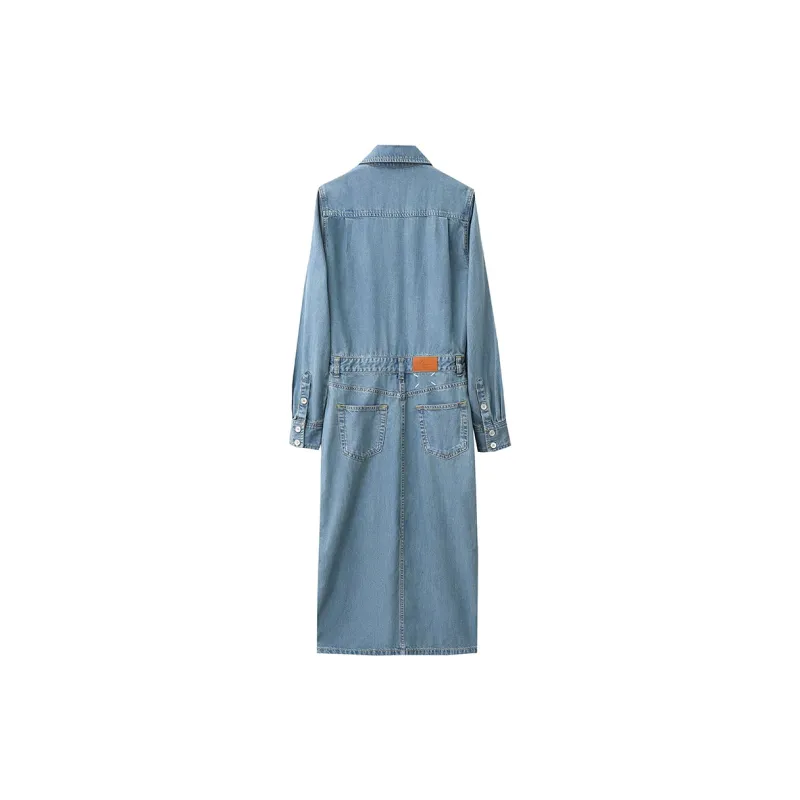 AMII Long Sleeved Dresses Women's Denim Blue-1