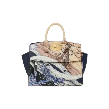FERRAGAMO Studio Stamped Calfskin Shoulder Bag Crossbody Bag Handbag Small Size Women's Multicolor