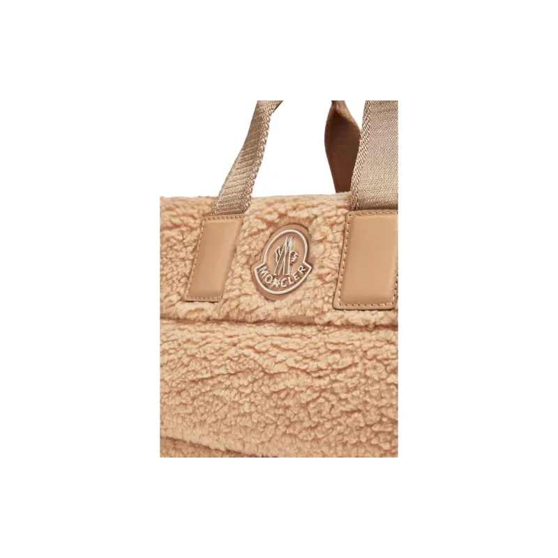 Moncler Quilting Teddy Fleece Shoulder Bag, Crossbody Bag, Handbag Mini Women's Beige & White-4
