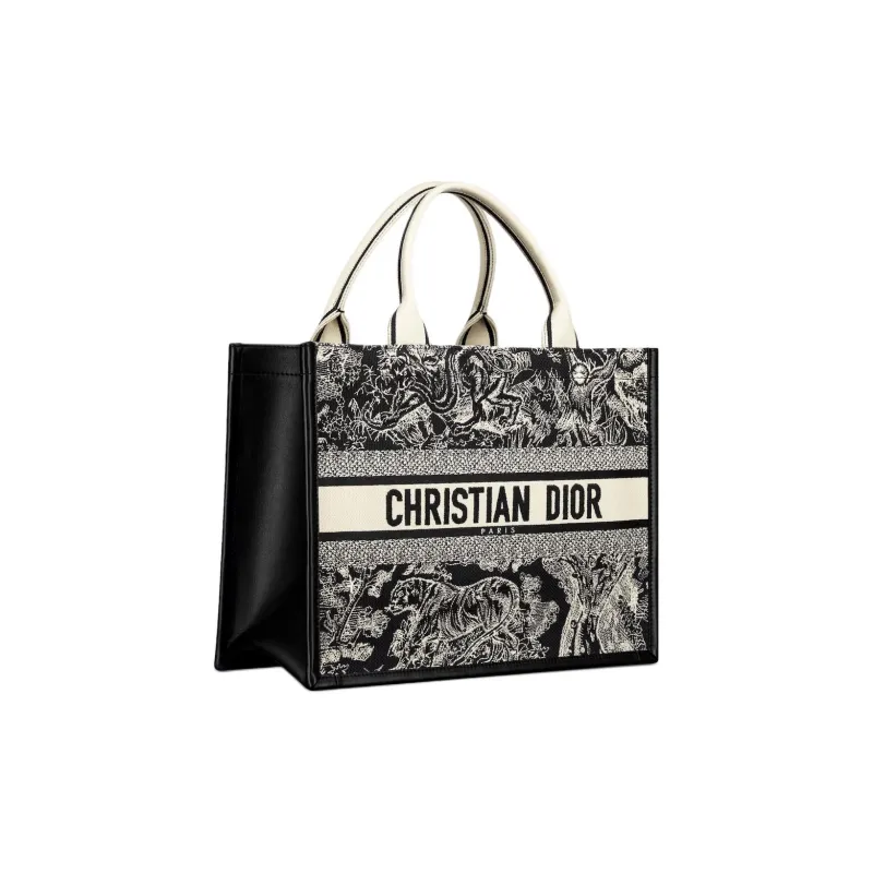 DIOR Calfskin Tote Bag, Shopping Bag, Handbag Medium Size Women's Black-2
