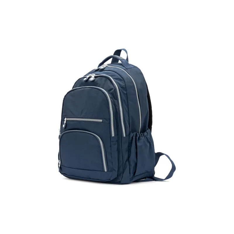 ROBERTA DI CAMERINO Fabric Lightweight Commuter Student Backpack Large Size Unisex Sapphire Blue/Black/Khaki-2