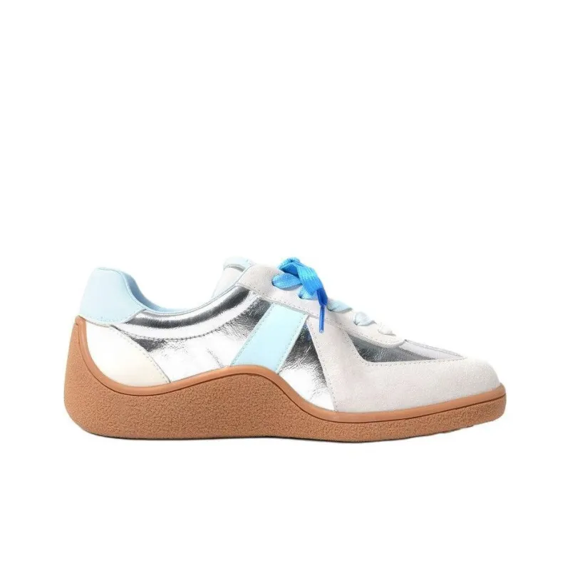 STEVE MADDEN Low-Top Skateboard Shoes Women's Silver Blue-1