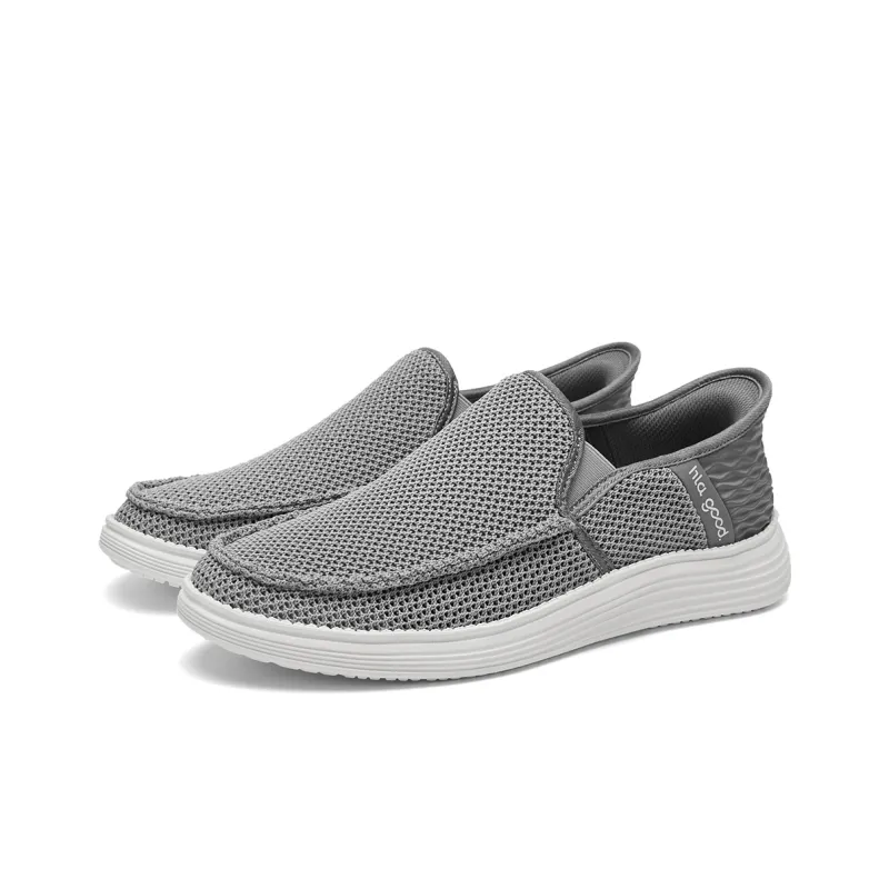 HLA Slip on Breathable Comfortable Mesh Flyknit Platform Mid Age Casual Shoes Men's-8