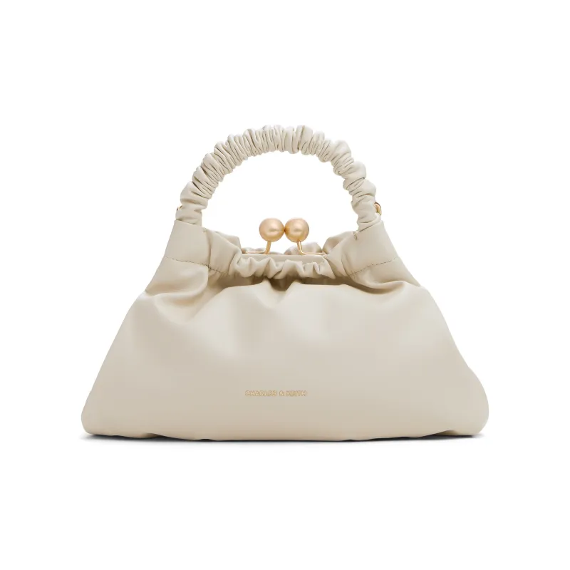 CHARLES&KEITH Polyurethane/Synthetic Leather One Shoulder Handbags Small Size Women's Beige/Chocolate-0