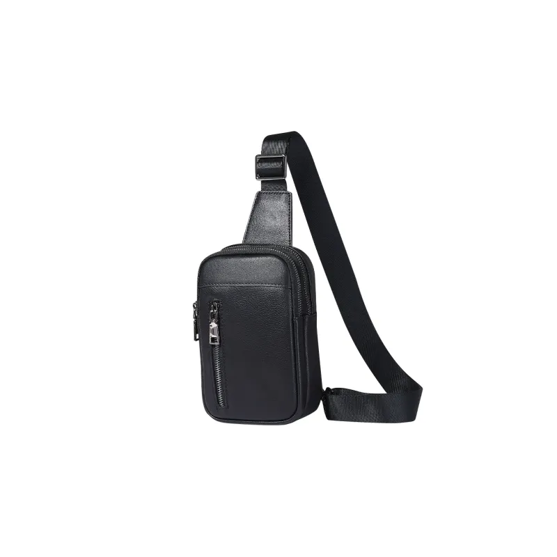 DOSRFINI Cow Leather Sling Bag Small Size Men's Black-6