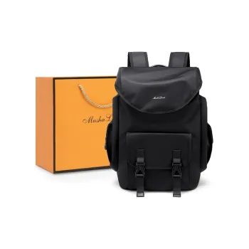 MashaLanti Nylon Fabric Laptop Bag Hiking Bag Business Travel Backpack Backpack Unisex Black
