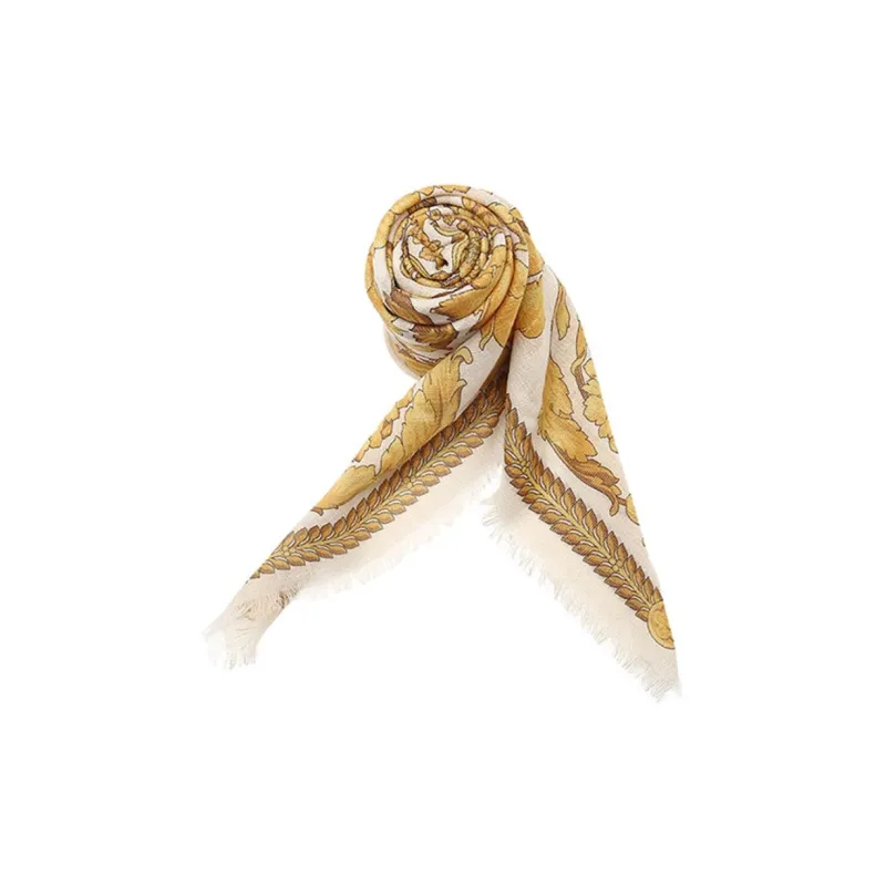 VERSACE Wool Silk Scarves Women's Yellow-1