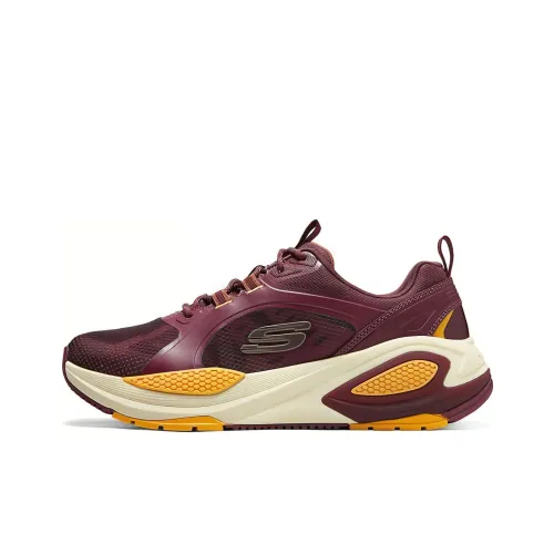 Skechers Cushioning Breathable Low Top Running Shoes Men's Red Gold