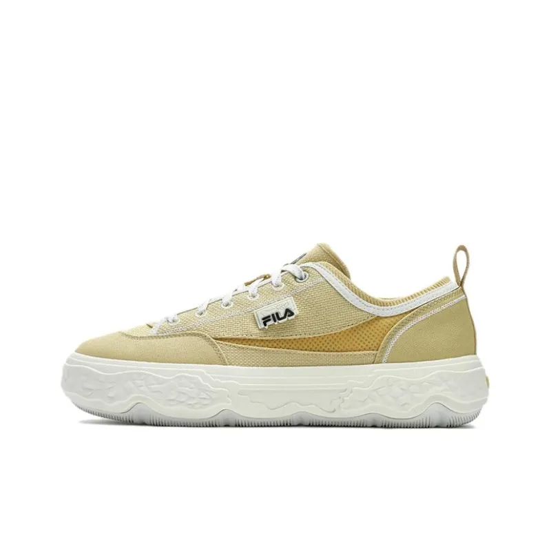 FILA ROCK Anti Slip Wear Resistant Low Top Canvas Shoes Men's Yellow-0