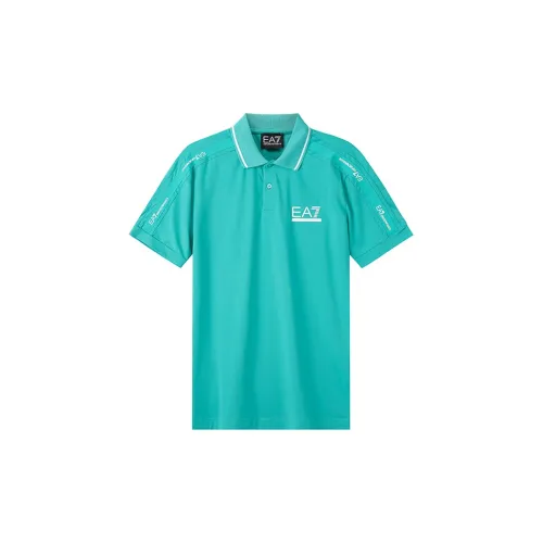 EMPORIO ARMANI EA7 Polo Shirts Men Turquoise Color