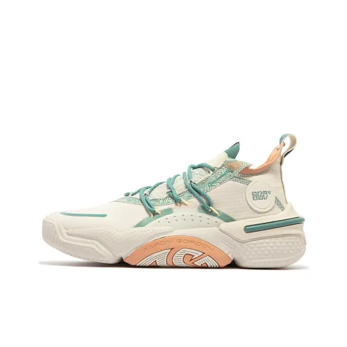361° Cushioning Anti-Slip And Wear-Resistant Low-Top Vintage Basketball Shoes Men's Beige Green