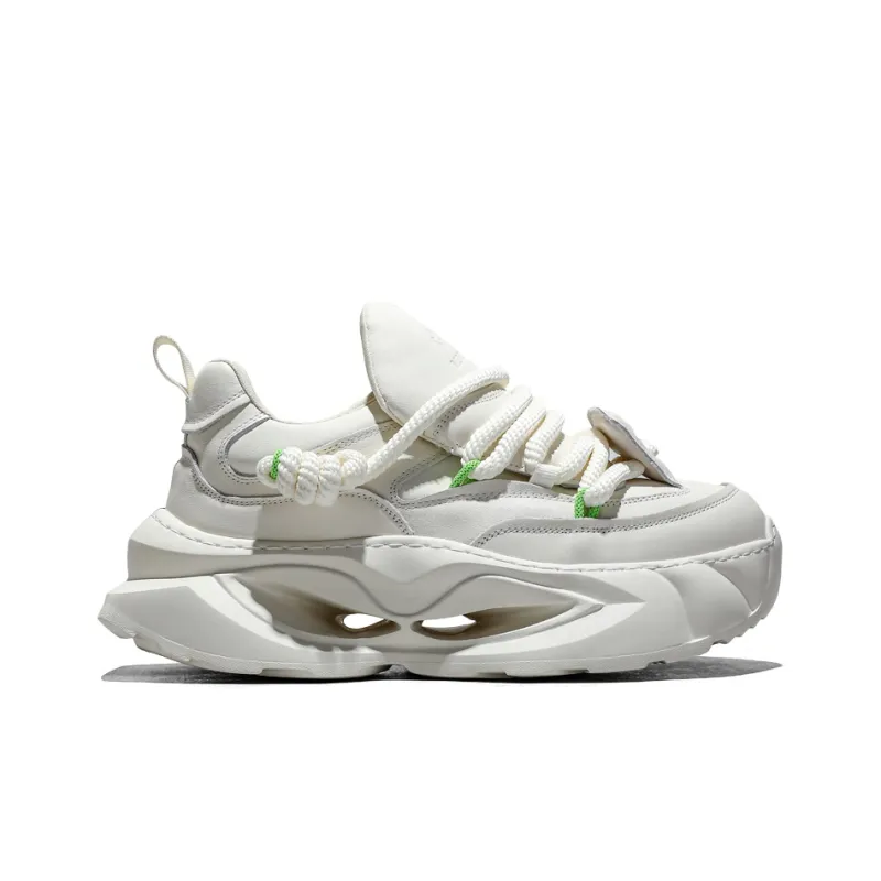 BOIGEMES Chunky Sneakers Unisex Low-Top White-2