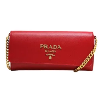 PRADA Leather Wallet Women's Red