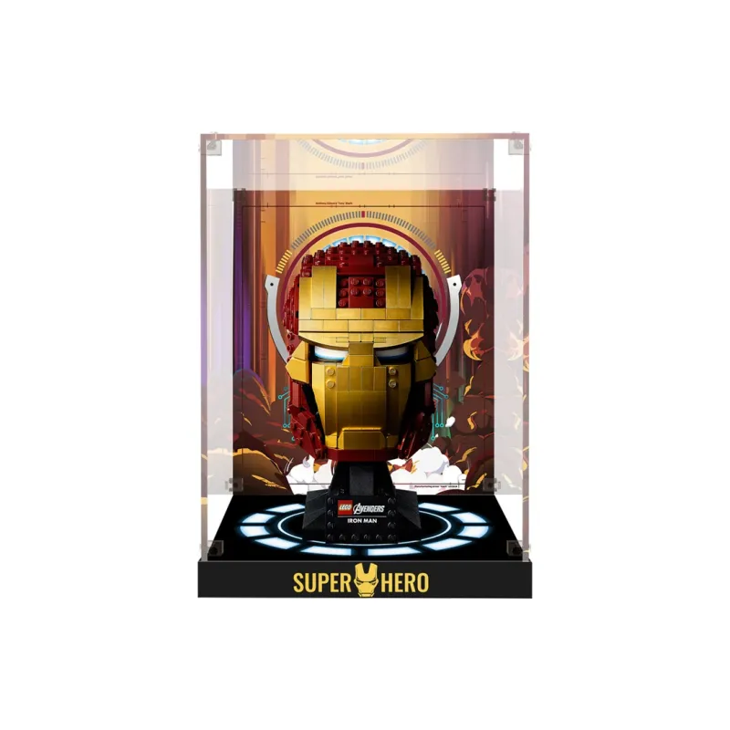 LIGHT YOUR BRICKS Lei Ba Yi Compatibility Building Block 76165 Iron Man Helmet Display Case Model Accessories-4