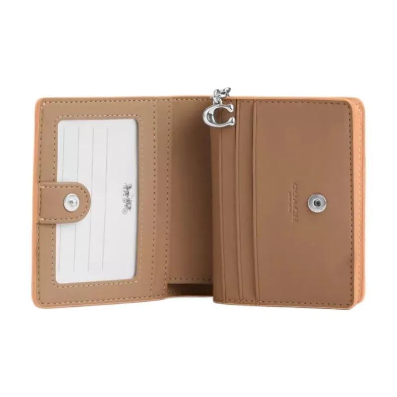 COACH Snap Wallet Jacquard With Calfskin Wallet Mini Women's Faded Blush-1