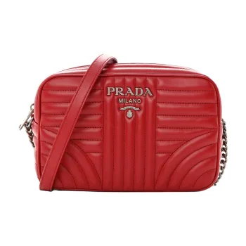 PRADA Calfskin Camera Bags Crossbody Bag Shoulder Bag Women's Red