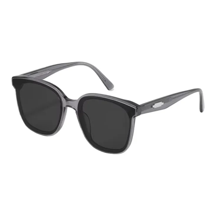 Thunder Pailong Plate Frame Square Sunglasses Unisex Black/Transparent Gray-4