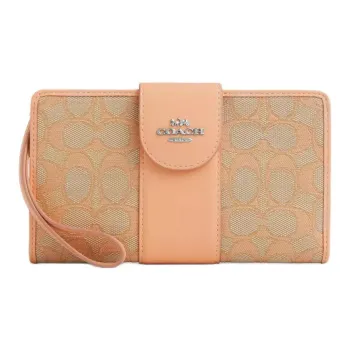 COACH Iconic Jacquard With Refined Calfskin Wallet Trumpets Women's Faded Blush