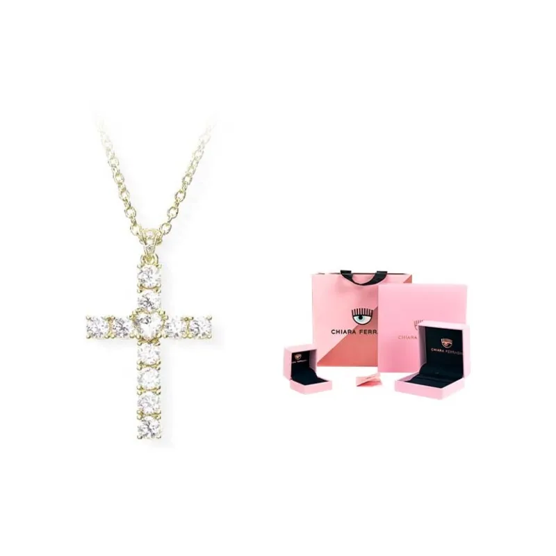 CHIARA FERRAGNI Zircon Water Coated 18K Gold Italian Advanced Luxury Necklace Unisex Gold-1