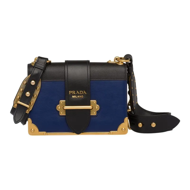 PRADA Cahier Calfskin Handbag Shoulder Bag Crossbody Bag Women's Blue-0