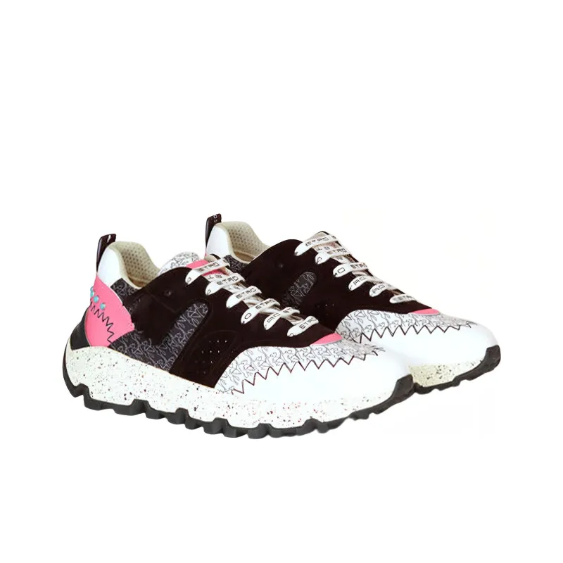 ETRO Pegaso Wear-Resistant Low-Top Casual Shoes Men's Black White Pink-2