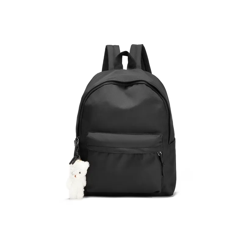 CORALDAISY Fabric Backpack Shoulder Bag Backpack Travel Bag Laptop Bag Regular Unisex Black-0