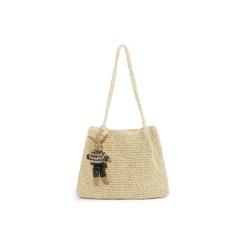 CORALDAISY Fabric Laptop Bag Woven Bag Handbag Shoulder Bag Regular Women's White Apricot