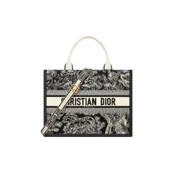 DIOR Calfskin Tote Bag, Shopping Bag, Handbag Medium Size Women's Black