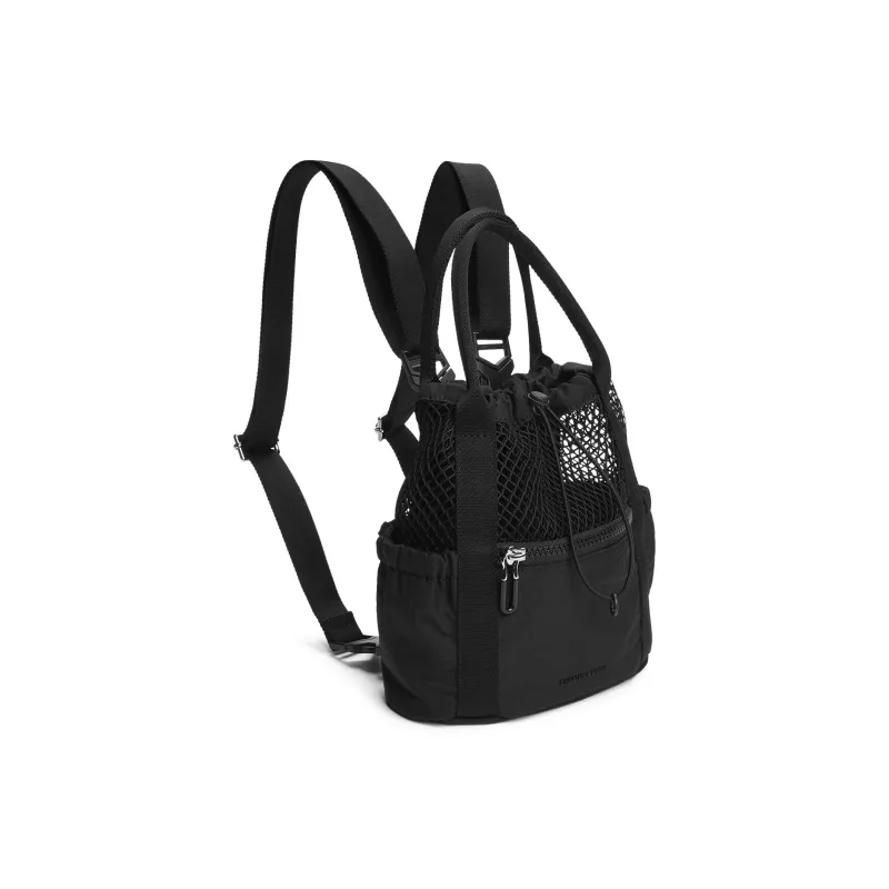 CHARLES&KEITH Fabric Carry Backpack Medium Size Women's Oat Oat/Noir Black-7