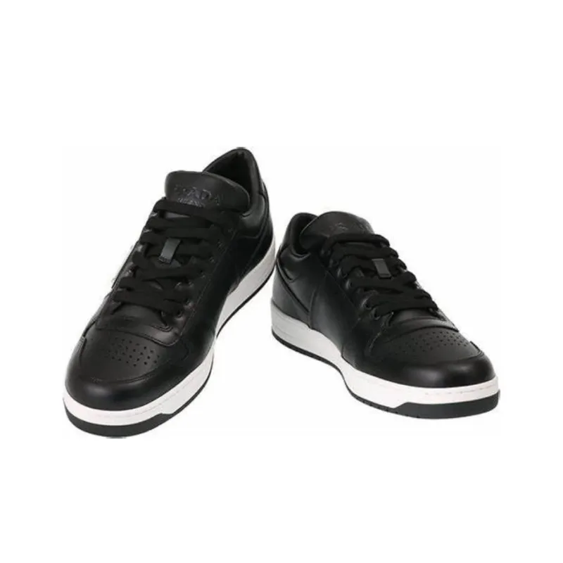 PRADA Downtown Low Top Sneakers Leather Black Black White-3