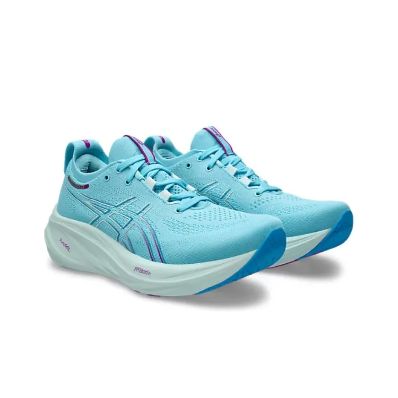 Asics GEL NIMBUS 26 Slip Resistant Abrasion Resistant Shock Absorbers Low Top Casual Running Shoes Women's Cyan-2