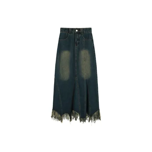 Local Gal Denim Long Skirts Women's Blue