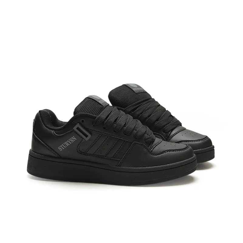 STUR YSN Wear resistant And Lightweight Low Top Skateboard Shoes Unisex Black-4
