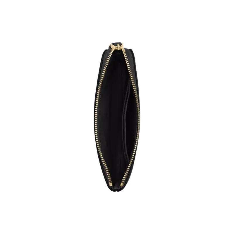 COACH Corner Zip Recycled Leather Wrist Bag Small Size Women's Gold & Midnight-1