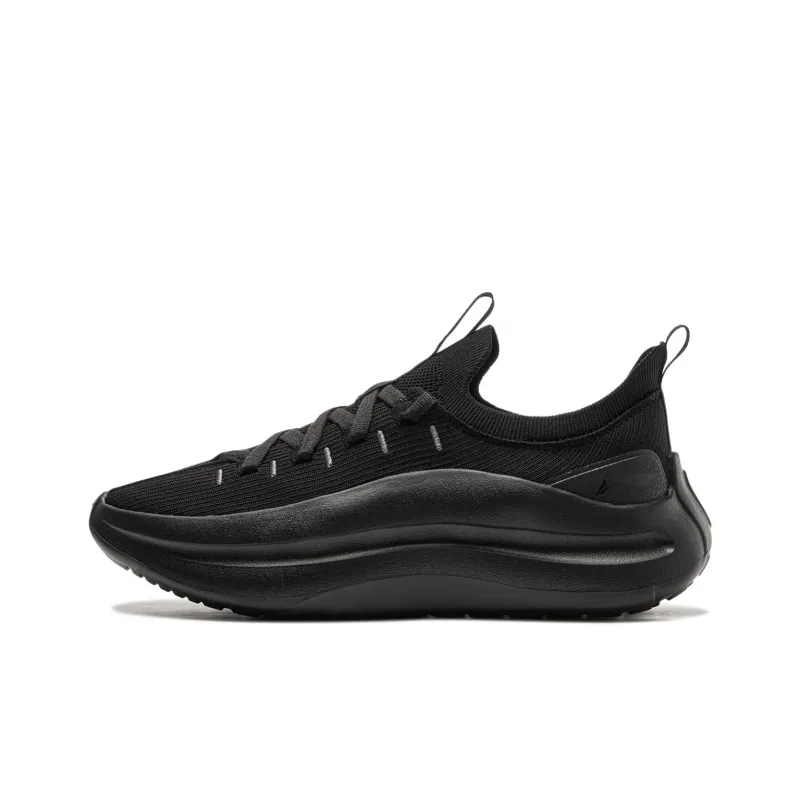 LiNing Cloud Wave Cushioned Anti Slip And Wear Resistant Lightweight Low Top Casual Shoes Men's Night Black-0