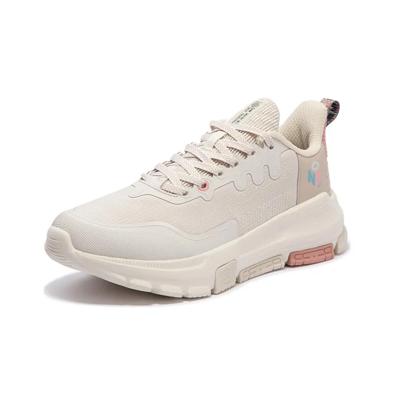 361° Anti-Slip Wear-Resistant Low-Top Casual Running Shoes Women's Beige Pink-2