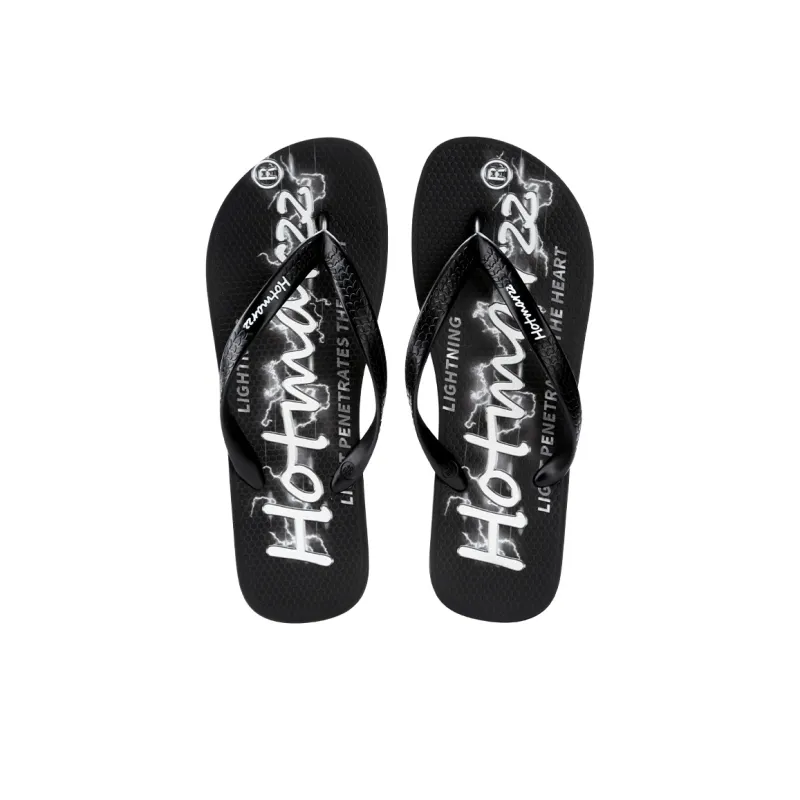 HOTMARZZ Slip Resistant Flip Flops Men's Black Letter-3