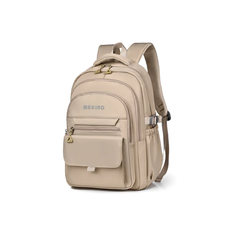 MAKINO Fabric Backpack Medium Size Unisex Black/Gray/Beige/Khaki-18