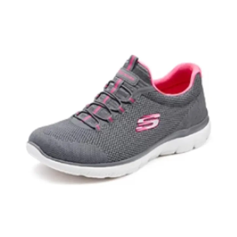 Skechers Cushioning Wear Resistant Low Top Running Shoes Women's Gray Pink Red-2