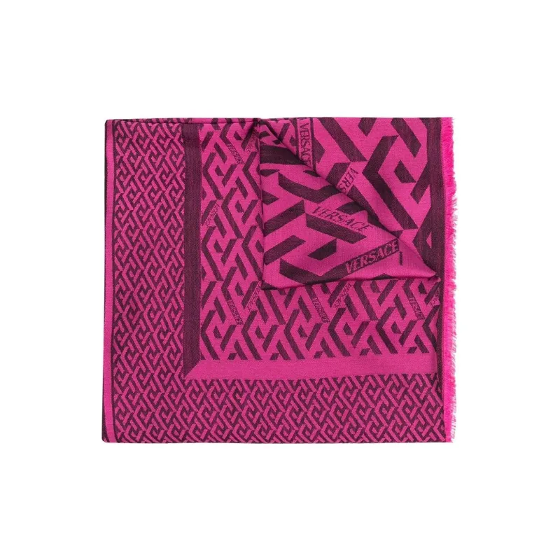 VERSACE Wool Knit Scarves Women's Fuchsia-0