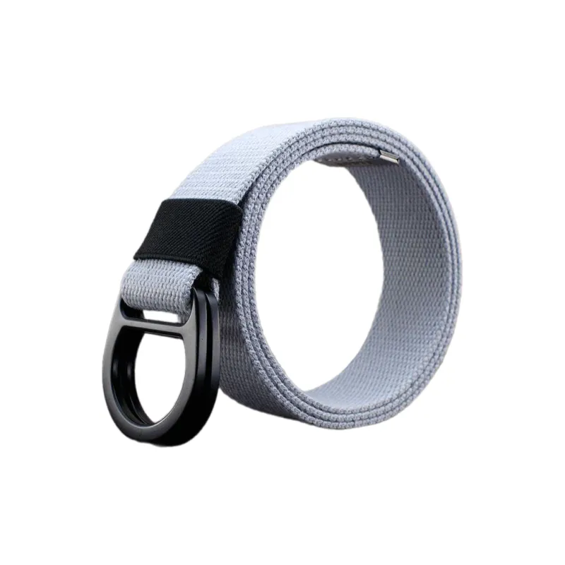 Mulinsen Outdoor Casual Canvas Double Ring Buckle Extended Length Belt Pants Fabric Belt Unisex Width  3.8cm-4