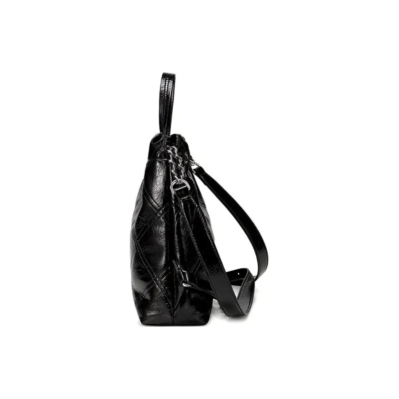 JUST STAR Waxed Leather Backpack Laptop Bag Tubas Women's White/Black/Pink-1