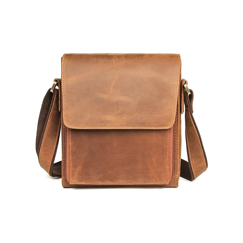 DOSRFINI Top Grain Cow Leather Shoulder Bag, Crossbody Bag Men's Black/Umber/Brown Yellow/Dark Brown-6