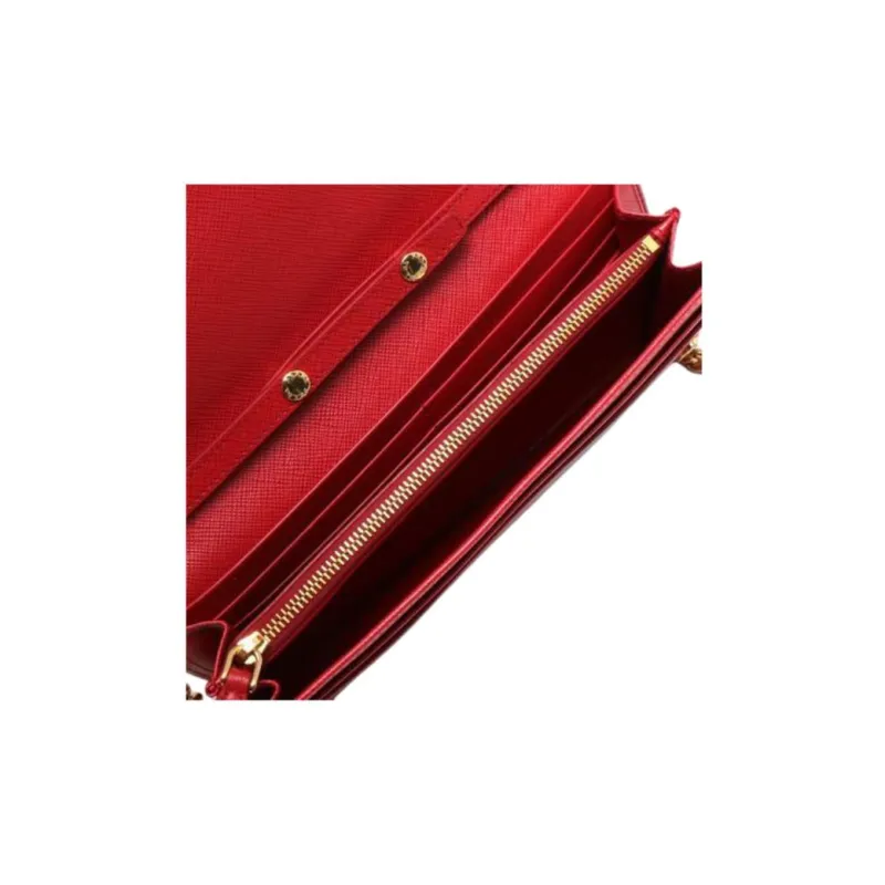 PRADA Leather Wallet Women's Red-4
