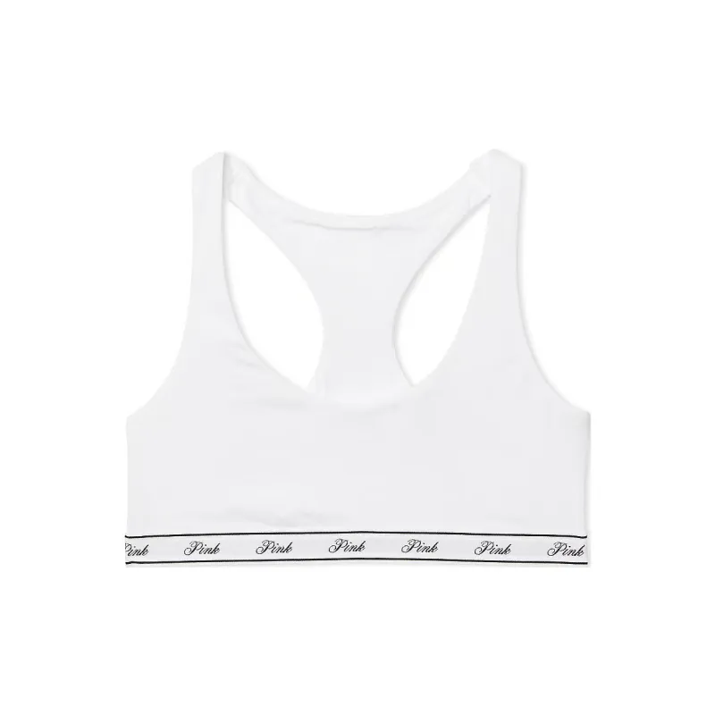 Victoria's Secret PINK BRALETTES & BRA TOPS COTTON LOGO RACERBACK / WI Bra Women's White-0