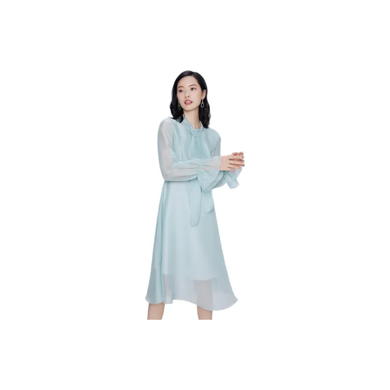 BBLLUUEE Long Sleeved Dress Women's Ice Green-1