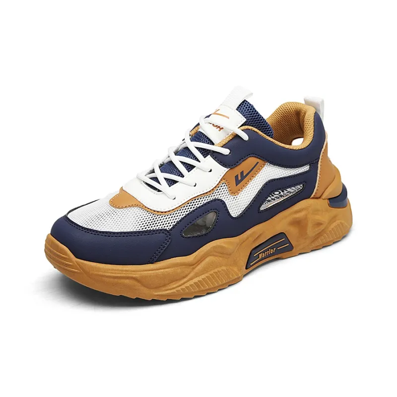 Warrior Cushioning Anti Slip Wear Resistant Breathable Lightweight Rebound Low Top Casual Shoes Men's Navy Khaki-1