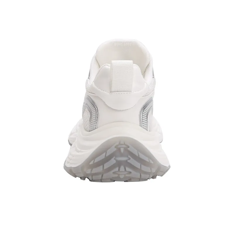WOOS BOBO Chunky Sneakers Women's Low Top White, Silver, Red-3