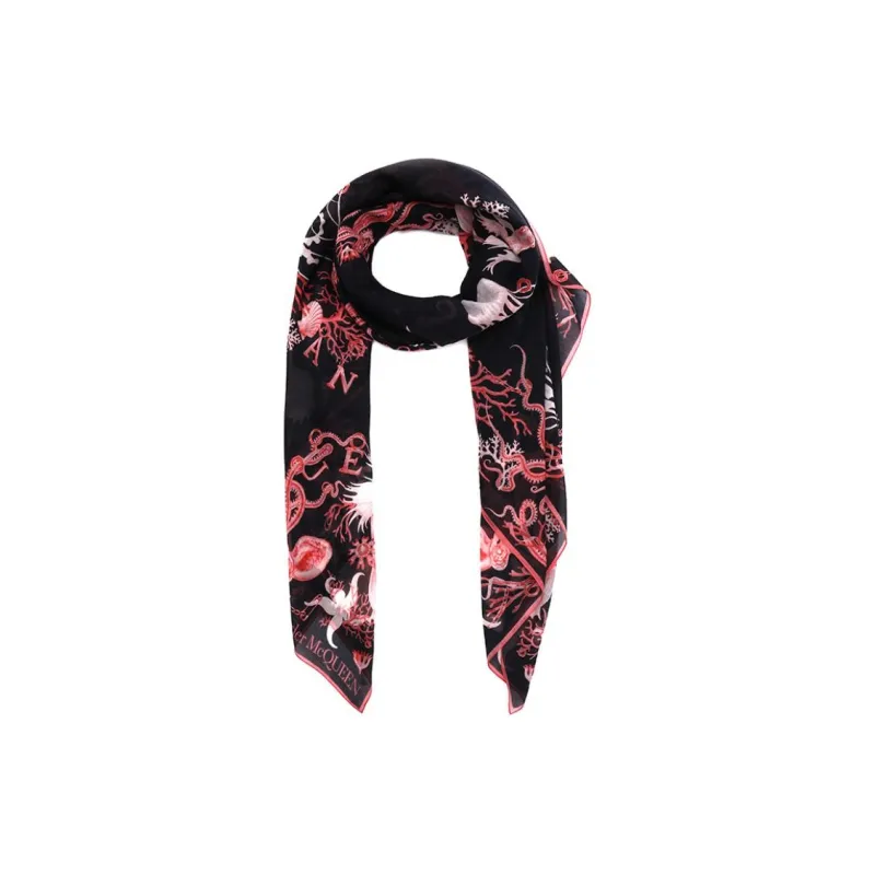 Alexander McQueen Cotton Silk Scarves Women's Black-3